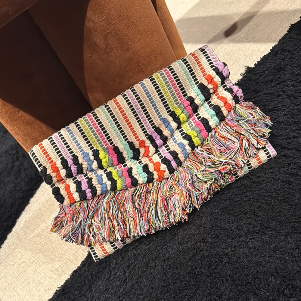Multicolor Fringe Clutch